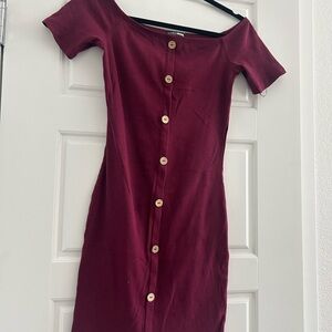 Fashion Nova Red Off-the-Shoulder Bodycon Midi Dress